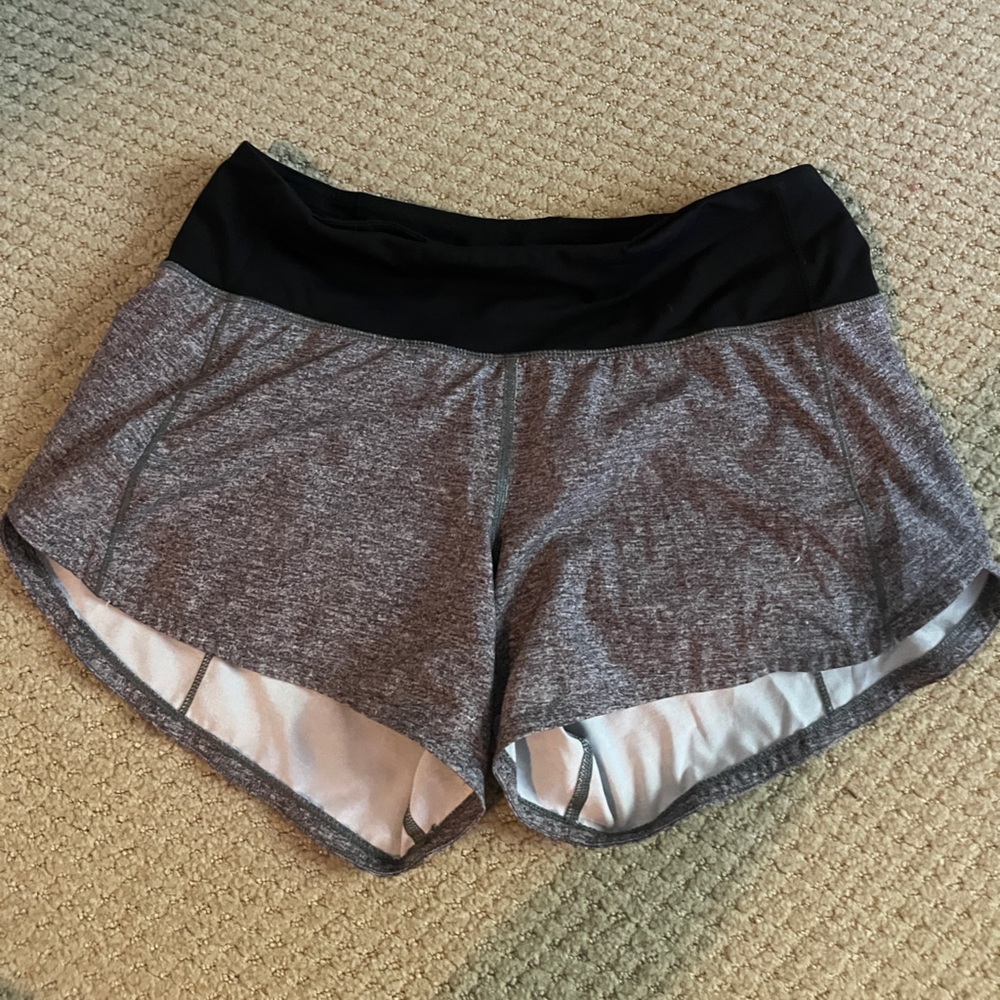 Lululemon heathered grey high rise tall speed up shorts